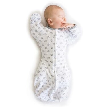 SwaddleDesigns Transitional Swaddle Sack Arms Up HalfLength Sleeves Mitten Cuffs Swaddle for Newborn Transition to Baby Sleep Sack Wearable Blanket Medium 36 month 1421 lb Tiny Hedgehogs