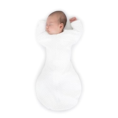 SwaddleDesigns Transitional Swaddle Sack Arms Up HalfLength Sleeves Mitten Cuffs Swaddle for Newborn Transition to Baby Sleep Sack Wearable Blanket Small 03 Month 614 lb Sterling Dots