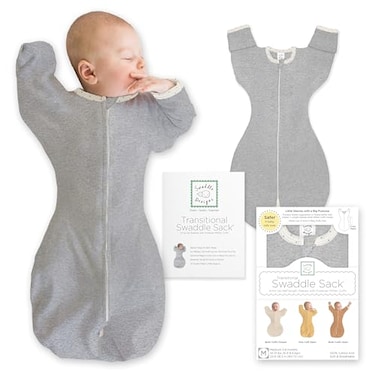 SwaddleDesigns Transitional Swaddle Sack Arms Up HalfLength Sleeves Mitten Cuffs Swaddle for Newborn Transition to Baby Sleep Sack Wearable Blanket Medium 36 Month 1421 lb Heathered Gray