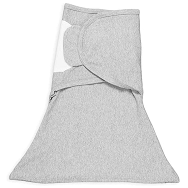 SleepingBaby Zippy Swaddle 100 Cotton Newborn Swaddle Transition Wearable Blanket with Bottom Zipper Secure Breathable for Safer Sleep Heather Grey SmallMedium 713 lbs