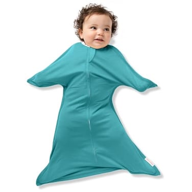 SleepingBaby ZipadeeZip Transition Swaddle Cozy Baby Swaddle Blanket with Zipper Convenience Roomy Wearable Blanket for Easy Diaper Changes Classic Teal XSmall 36 Month