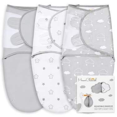 Mama Cheetah Baby Swaddle Blanket Swaddle Wrap for Newborn and Infant Adjustable Swaddle Set for Baby Boy and Girl 3 Pack Soft Organic Cotton Large 36 Months Grey and White