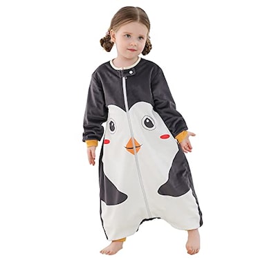 MICHLEY Baby Sleeping Bag Sack Long Sleeve with Feet Winter Swaddle Wearable Blanket for Boys GirlsPenguin13Years