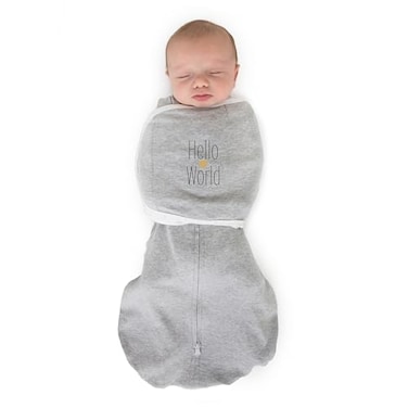SwaddleDesigns 6Way Omni Swaddle Sack Arms Up Swaddle for Newborn More Options to Calm Startle Reflex Improves Sleep Small 03 Month 614 lbs Gray Hello World