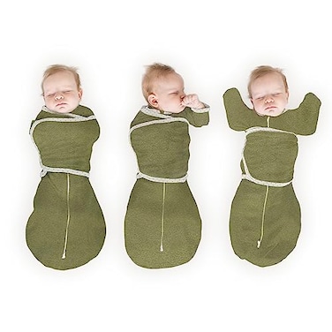 SwaddleDesigns 6Way Omni Swaddle Sack Arms Up Swaddle for Newborn More Options to Calm Moro Reflex Improves Sleep Easy Transition Baby Sleep Sack Small 03 Mo 612 lbs Heathered Green Turtle