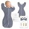 SwaddleDesigns Transitional Swaddle Sack Arms Up HalfLength Sleeves Mitten Cuffs Swaddle for Newborn Transition to Baby Sleep Sack Wearable Blanket Small 03 Month 614 lb Heathered Denim