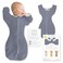SwaddleDesigns Transitional Swaddle Sack Arms Up HalfLength Sleeves Mitten Cuffs Swaddle for Newborn Transition to Baby Sleep Sack Wearable Blanket Small 03 Month 614 lb Heathered Denim