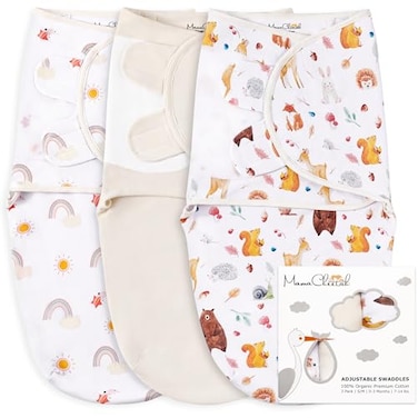 Mama Cheetah Baby Swaddle Sack Organic Cotton Swaddle Blanket Adjustable Swaddle Sleep Sacks Easy Swaddles for Boy Girl 03 Month Baby Essentials 3Pack