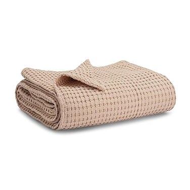 Comfy Cubs Waffle Weave Baby Blanket 40 x 40 Cotton Blanket with Textured Design Lightweight Swaddle for Bed Crib Stroller or Couch Soft and Cozy Cover for Toddlers Boys Girls Blush