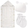 Zhanmai Winter White Color Wrap Blanket Knit Sleeping Bag Receiving Blankets Wrap Soft Warm Hat Mitten for Winter Cold Weather
