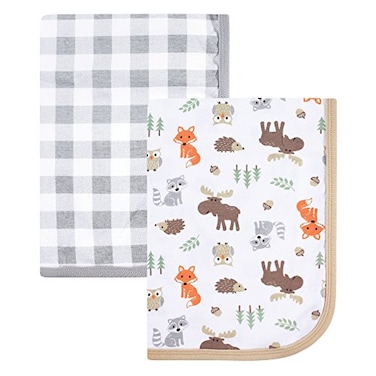 Hudson Baby Unisex Baby Cotton Swaddle Blankets Woodland One Size