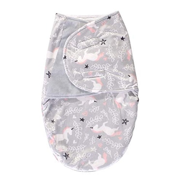 Hudson Baby Unisex Baby Plush Swaddle Wrap Gray Unicorn 03 Months