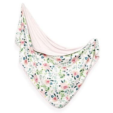 GRSSDER Baby Blankets Super Soft Stretchy Jersey Knit Swaddle Blanket for Baby Girls Double Layer Reversible Receiving Blankets 34 x 44 Extra Large for Swaddling Pink Rose
