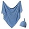 OWLOWLA Newborn Swaddle Set Stretch Wrap Swaddle Receiving Blanket for Baby Boy GirlSteel Blue