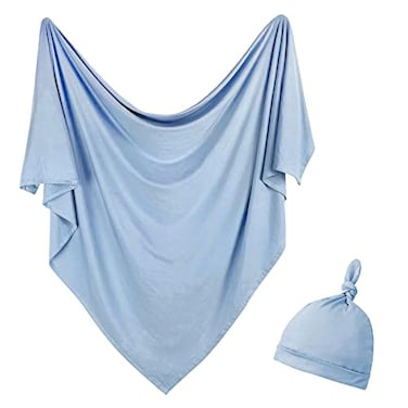OWLOWLA Newborn Swaddle Set Stretch Wrap Swaddle Receiving Blanket for Baby Boy GirlBaby Bluerm