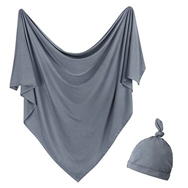 OWLOWLA Newborn Swaddle Set Stretch Wrap Swaddle Receiving Blanket for Baby Boy GirlDim Gray