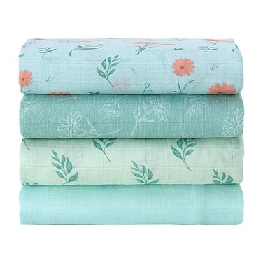 Viviland Muslin Swaddle Blankets Breathable and SkinFriendly Baby Receiving Blankets 4Pack Plants 47 x 47 inches
