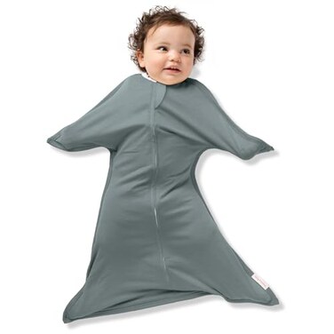 SleepingBaby ZipadeeZip Transition Swaddle Cozy Baby Swaddle Blanket with Zipper Convenience Roomy Wearable Blanket for Easy Diaper Changes Classic Grey XSmall 36 Month