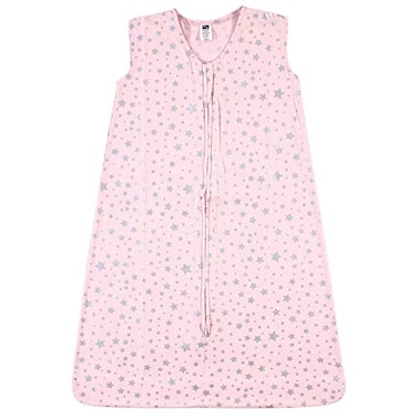 Hudson Baby Unisex Baby Cotton Sleeveless Wearable Sleeping Bag Sack Blanket Silver Pink Star 1824 Months