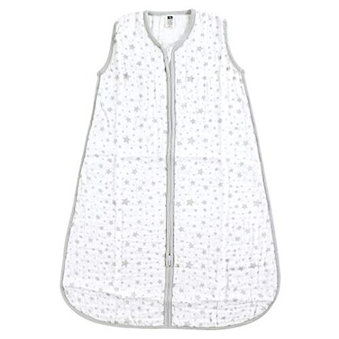 Hudson Baby Unisex Baby Muslin Cotton Sleeveless Wearable Sleeping Bag Sack Blanket Gray Stars 1218 Months