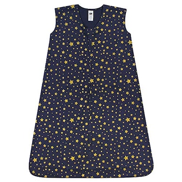 Hudson Baby Unisex Baby Cotton Sleeveless Wearable Sleeping Bag Sack Blanket Gold Navy Star 1824 Months
