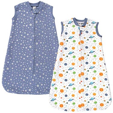 Hudson Baby Unisex Baby Premium Quilted Sleeveless Sleeping Bag and Wearable Blanket Space 2Pack 1218 Months