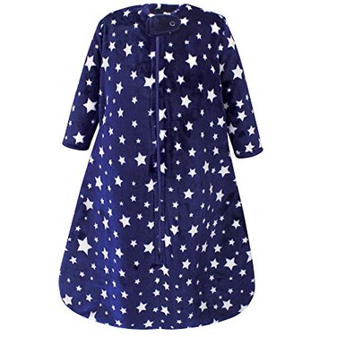 Hudson Baby Unisex Baby Plush Sleeping Bag Sack Blanket Navy Stars 1218 Months