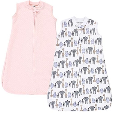 Hudson Baby Unisex Baby Premium Quilted Sleeveless Sleeping Bag and Wearable Blanket Pink Safari 1218 Months