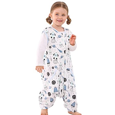 WONDAY Toddler Walking Sleep Sack with Feet 05 TOG Lightweight Summer Wearable Blanket with Legs 23T Planet