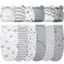 Ramede 6 Pack Swaddle Blanket with Hats for Baby Girl Boy 100 Cotton Swaddles 03 Months Adjustable Breathable Skin Friendly Receiving Blanket Wrap Essential for NewbornsCloudGrey