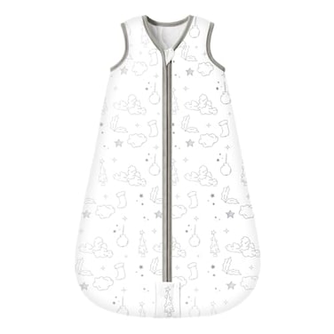 Mosebears Sleep Sack Baby Winter Wearable Blanket with 2Way Zipper25 TOG Cotton Sleep Sack Unisex White Cloud 1824 Months