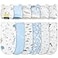 Ramede 6 Pack Swaddle Blanket with Hats Swaddle Outfit for 03 Months Newborn Sacks Soft Cotton Wearable for Girl and BoyBearBlue