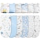 Ramede 6 Pack Swaddle Blanket with Hats Swaddle Outfit for 03 Months Newborn Sacks Soft Cotton Wearable for Girl and BoyBearBlue
