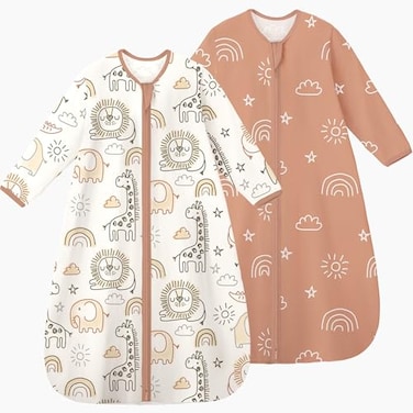 Yoofoss Baby Sleep Sack 06 Months Long Sleeve Wearable Blanket Baby 100 Cotton 2Way Zipper 05 Tog Newborn Sleeping Sack LightweightSmall