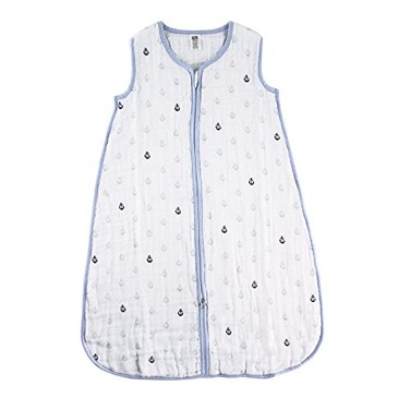 Hudson Baby Unisex Baby Muslin Cotton Sleeveless Wearable Sleeping Bag Sack Blanket Anchor 1218 Months