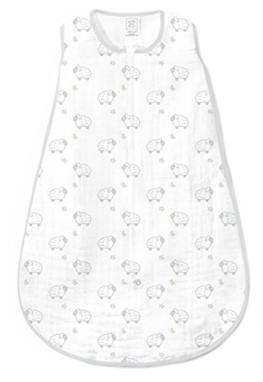 SwaddleDesigns Cotton Muslin zzZipMe Sleeping Sack Wearable Blanket with 2Way Zipper Sterling LIttle Lamb Medium 612 Months
