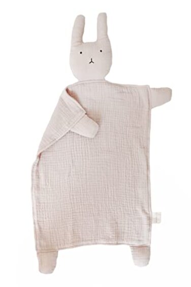 Marlowe & Marlowe Co Organic Cotton Muslin Bunny Lovey Security Blanket 12 in x 15 in Natural Sand