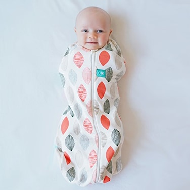 ergoPouch Cocoon Swaddle Sack 02 TOG Baby Sleep Sack Gentle Snug Fit Helps Calm Startle Reflex Ideal for Arms InOut Sleeping Soft Breathable Fabric for Better Sleep 36 Months Blush Leaf