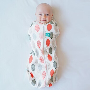ergoPouch Cocoon Swaddle Sack 02 TOG Baby Sleep Sack Gentle Snug Fit Helps Calm Startle Reflex Ideal for Arms InOut Sleeping Soft Breathable Fabric for Better Sleep 03 Months Blush Leaf