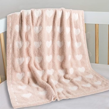 Kid Nation Super Soft Baby Blanket with Heart Light Pink 30 x 40 inch