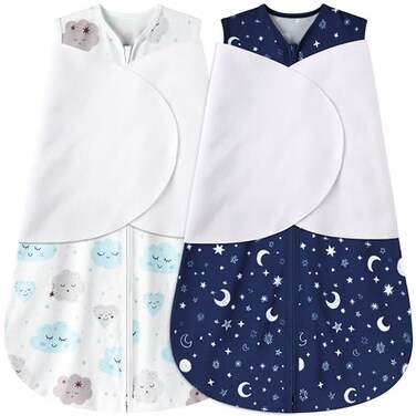 BSTOPPT Newborn Sleep Sack Baby Swaddle36 Months3Way Adjustable Wearable Blanket100 Rayon Cotton Swaddling sleeping bagTOG 05CloudsStarry Sky