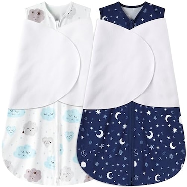 BSTOPPT Newborn Sleep Sack Baby Swaddle03 Months3Way Adjustable Wearable Blanket100 Rayon Cotton Swaddling sleeping bagTOG 05CloudsStarry Sky