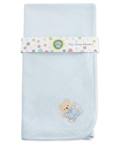 Little Me Blankets for Baby Boys Cute Bear Swaddling Receiving Blanket