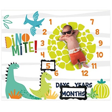 PAMBO Dinosaur Baby Stuff Month Milestone Blanket for Newborn Photo Taken Baby Age Blanket