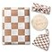 Miaoberry 100 Organic Muslin Swaddle Set Checkered in Coffee Latte 47 47 with HatBow and Arrival Card