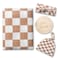 Miaoberry 100 Organic Muslin Swaddle Set Checkered in Coffee Latte 47 47 with HatBow and Arrival Card
