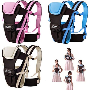 CdyBox Adjustable 4 Positions Carrier 3D Backpack Pouch Bag Wrap Soft Structured Ergonomic Sling Front Back Newborn Baby Infant Blue