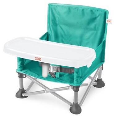 Bright Starts Pop N Sit Portable Booster IndoorOutdoor Use Floor Seat with Feeding Tray Teal 6 Mos 3 Yrs