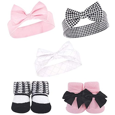 Hudson Baby Unisex Baby Headband and Socks Set Houndstooth 09 Months
