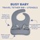 BUSY BABY Bungee Bib Adjustable Silicone Bib with Pocket Tether System for MessFree Meals with Babies Toddlers